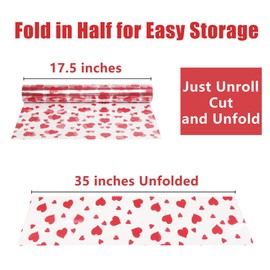 JOYIT 100 ft Clear Cellophane Wrap Roll with Heart (35 in x 100 ft) - 3 Mil Thick Red Heart Cellophane Roll, Heart Cellophane Bags Large for Flower Gift Baskets (35" fold into 17.5")