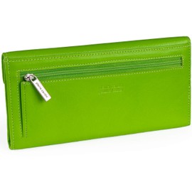 Pierre Cardin Women's Genuine Leather Envelope Purse - Nappa x17 Card Slots Soft, Smooth, Durable & Crease Proof Ladies Wallet (Light Green)
