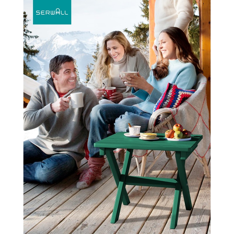 SERWALL Portable Folding Outdoor Side Table - Adirondack Style, HDPE
