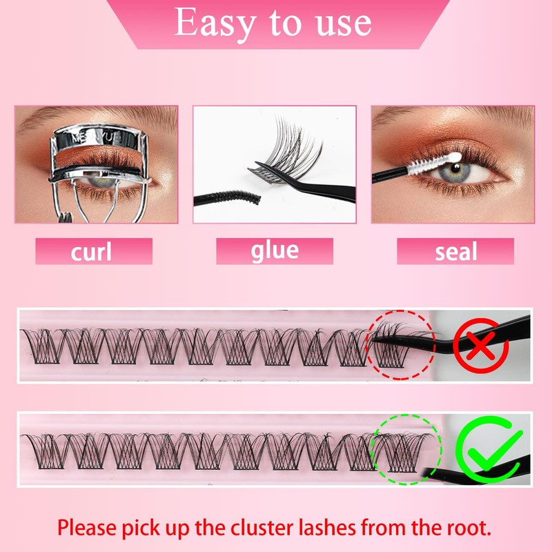 Poiuyoiu Cluster Lashes Set D Curl Individual Eyelashes 8-16 mm