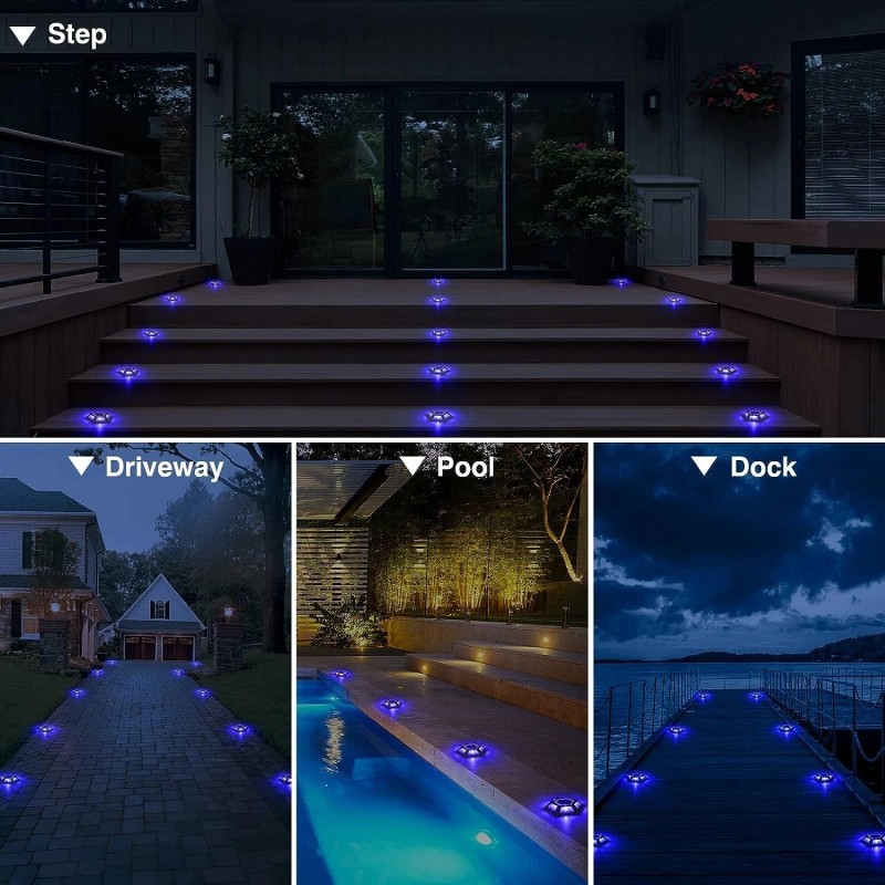 T-SUN 8Pcs Solar Deck Lights Deck Solar Dock LED Light