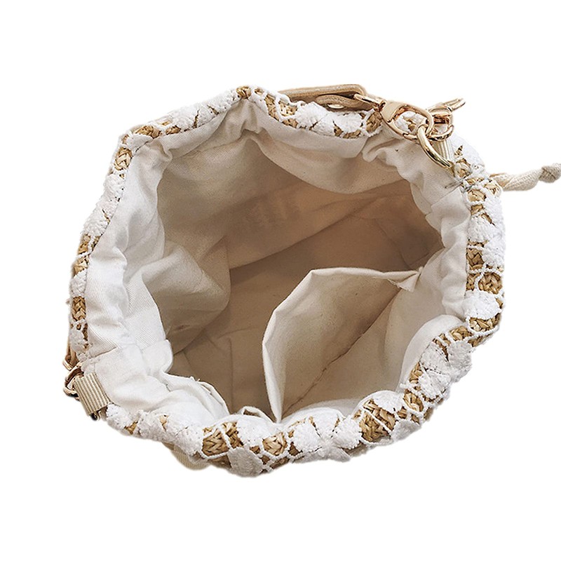 Anopo Straw Bag Shoulder Bag Wicker Women Bag Lace String