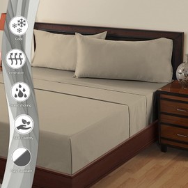 Pizuna Luxury Soft Satin Pack of 2 Pillowcases 70 x 90 cm Simple Taupe, 600 Thread Count Cotton Pillowcases, 100% Long Stack Cotton Pillowcase (Simple Taupe, 70 x 90 cm)