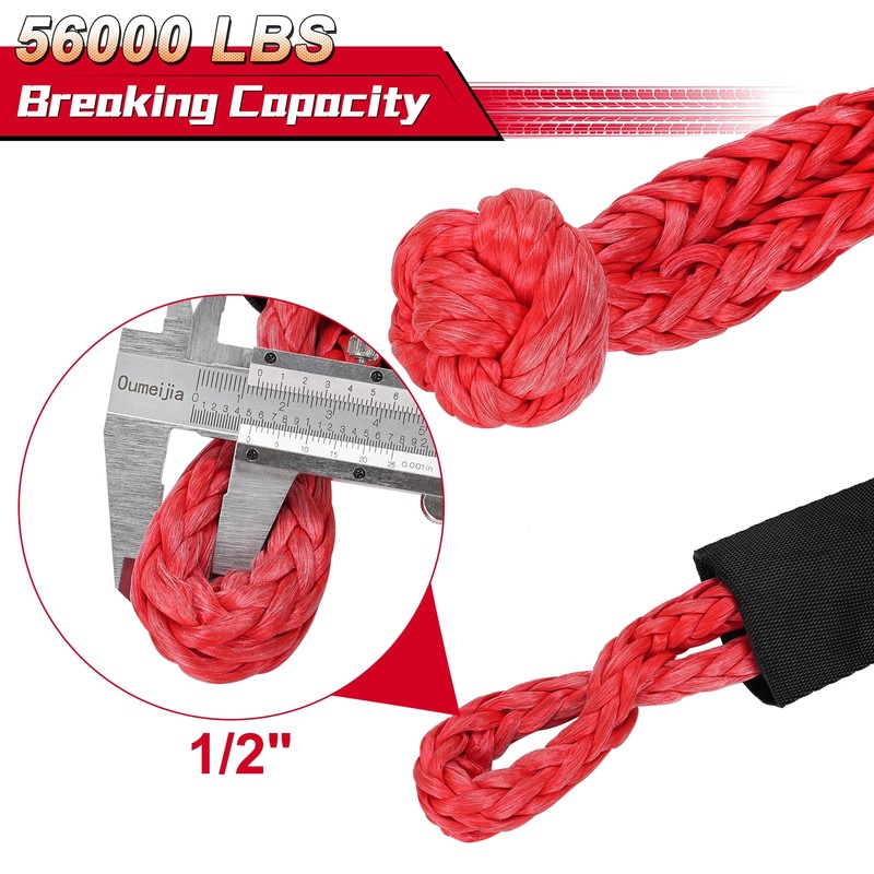 Aomifunny Synthetic Soft Shackle Rope, 2-Pack 1/2in x 22in, 56000