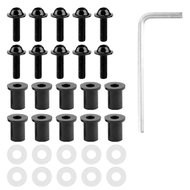 RASTKY 10 Piece Black Motorcycle Windscreen Screw Set Fits All