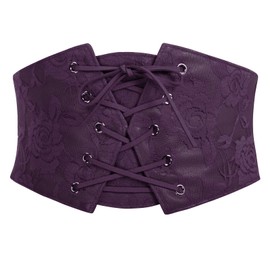 Scarlet Darkness Corset Belt Lace Overlay Underbust Corset Pirate Costume Women Accessories Purple XL