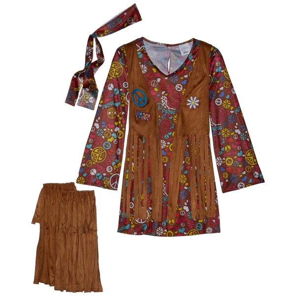 Fun World Peace & Love Hippie Costume, Medium 8-10, Multicolor