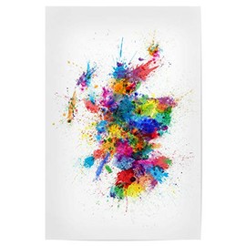 artboxONE Poster 30 x 20 cm Travel Scotland Paint Splashes Map - Picture Map Art Scotland Map Great Britain