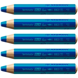 Multi-Talented Pencil - STABILO woody 3 in 1 duo - Pack of 5 - Ultramarine/Turquoise