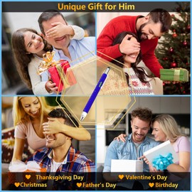 Novelty Gifts 6 in 1 Pens for Men, Multi Tools Pen EDC Unique Gadget as Christmas, Valetentine's Day, Father' Day, Birthday Pens Gifts for Dad, Boyfriends (Blue)