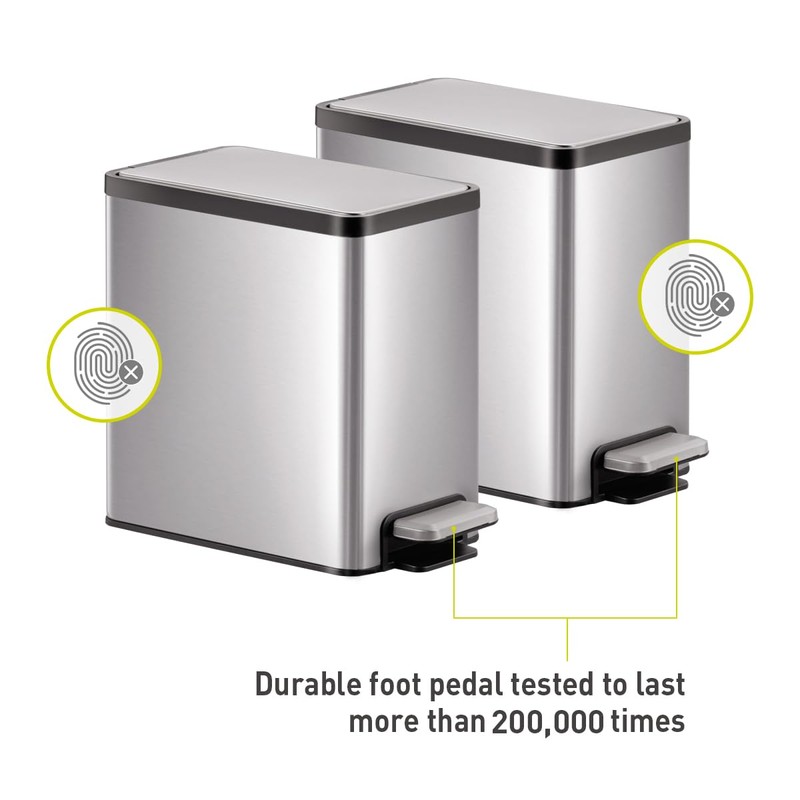 EKO Slim Small Bathroom Trash Can with Lid, Stainless Steel