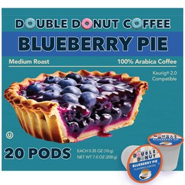 Double Donut Blueberry Flavored Coffee Pods, Medium Roast Decaf Coffee,Compatible with Keurig K Cups Brewers, 20 Count