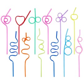 Crazy Straw, 24PCS Reusable Colorful Straws, Crazy Drinking Straw for Valentines Day Christmas Birthday Wedding Party