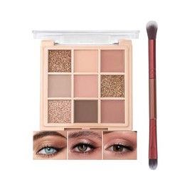 Erinde Paleta de Sombras de Ojos con Matte 9 Colores, Sombras de Ojos Brillantes de Larga Duracin, Resistentes al Agua y a Las Arrugas, Sombras de... 