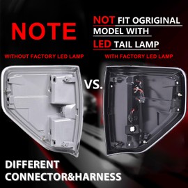 CNNELL Tail Lights Compatible with 2009-2014 Ford F150 Pickup Not fit original model w/LED tail lamp Truck Chrome Trim Pair (Left) Red