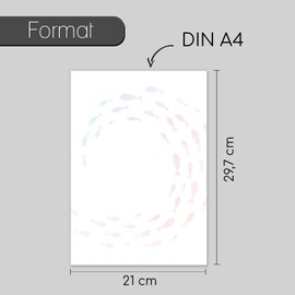 Writing Paper 25 Sheets with Colourful Fish I DIN A4 I Double-Sided Motif I for Printing and Writing I for Communion Confirmation Christening I Invitations I dv1202