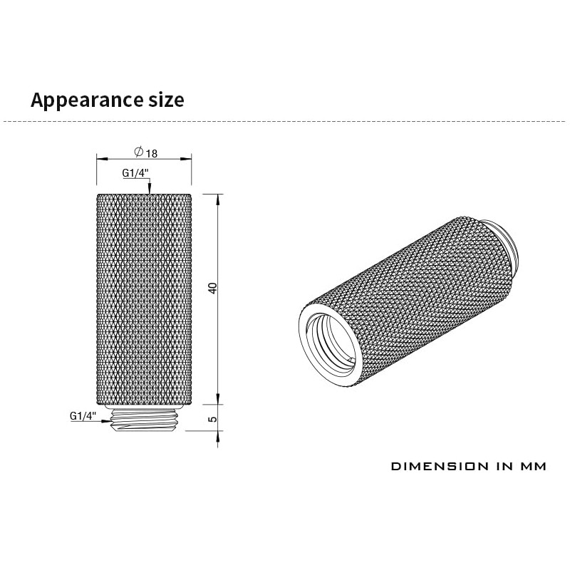 Barrow G1/4" Male to Female Extender Socket 40mm Gold