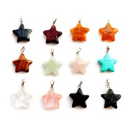 Pack of 12 Necklace Pendants, Gemstone Pendants, Pendant Chain, Pendant for Chains, Black Tourmaline Chain, Star Stone Pendant, Star Healing Stone Pendant for DIY Necklace, Jewellery Making