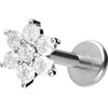PIERCINGLINE Titanium Labret with Internal Thread Crystal Flower Piercing Lip
