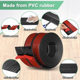 M METERXITY Stair Edge Trim 10FT Vinyl Rubber Stair Nosing Non-Slip Self Adhesive Stair Edge Trim Strips Staircase Step Edge Protector for Indoor/Outdoor Stairs [Black,1.89 Inch]