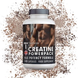 Creatine Monohydrate Capsules High Strength, 4200mg, ALA, Vitamin D B12, Zinc, 240 Capsules of Creatine Powder (Superior Absorption to Tablets), 40 Servings,by Transforme