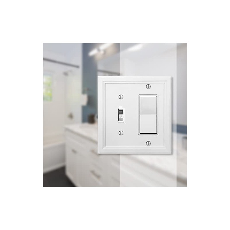 AMERELLE Elly 2 Gang 1-Toggle and 1-Rocker Composite Wall Plate,