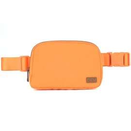 Funky Junque Small Crossbody Fanny Pack for Women Adjustable Waist Bag with Multiple Pockets for Travel, Hiking, and Outdoors - Solid - Orange