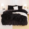 Andency Faux Fur Black Comforter Queen, 3 Pieces Fluffy Fuzzy