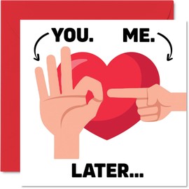 Funny Anniversary for Wife Girlfriend Partner - Hand Signals - Funny Wedding Anniversary Card for Women Her, 145mm Valentines Greeting Cards