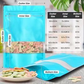 Funfery 100 Pcs Smell Proof Packaging Bags,Mylar Clear Bags for Food Storage,Sealable Bags for Packaging,Stand Up Pouches with Window,Resealable Bags for Small Business,Cookies,Candy(Blue,4.7x7.9in)