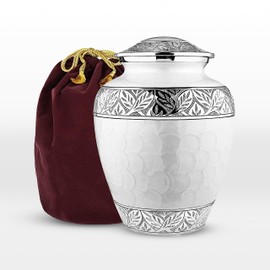 Trupoint Memorials Cremation Urns for Human Ashes - Decorative Urns, Urns for Human Ashes Female & Male, Urns for Ashes Adult Female, Funeral Urns - White, Large