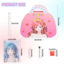 VIVP Art Craft Activity for Kids, Paper Craft Kits Makeup DIY Girls Toy Kit 3 in 1 Makeup DIY Fashion Design with Diamond Painting & Princess Dress Up Set for Girls Ages 4 5 6 7 8 9+ Year Old