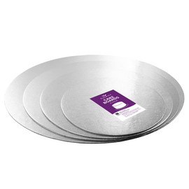 Culpitt Culpitt Cut Edge Round Cards, 4 Board Multipack, 6", 8", 10", 12", Round Cake Cards, Silver Cake Boards, 1.8mm Thick, 4 Pack For Tiered Cakes (90278)