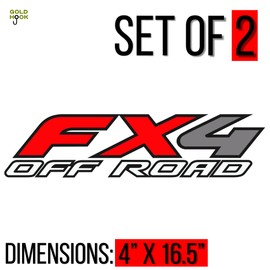 GOLD HOOK FX4 Decal Off Road Sticker Truck F150 F350 F250 Super Duty Bedside Replacement, Premium Series (Metallic Finish)