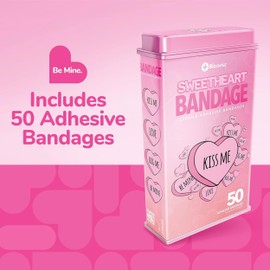 BioSwiss Bandages, Valentine Heart Shaped Self Adhesive Bandage, Latex Free Sterile Wound Care, Fun First Aid Kit Supplies for Kids, 50 Count