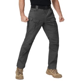 Men's Tactical Pants Water Resistant Stretch Cargo Ripstop Pants Lightweight Outdoor Military EDC Work Hiking Pants Grey 32W×30L