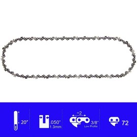 (3 Pack) 20-Inch Chainsaw Chain-3/8" Pitch .050" Gauge 72 Drive Links with 2 Bonus Sharpening Files; Heavy Duty Carbon Steel Chains Fit Most Major Chainsaw Brands