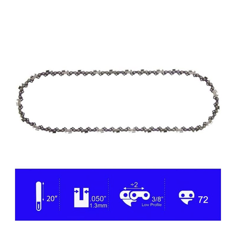 (3 Pack) 20-Inch Chainsaw Chain-3/8" Pitch .050" Gauge 72 Drive