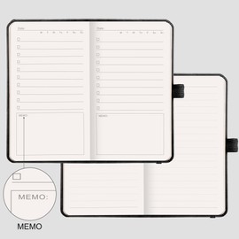 RETTACY To Do List Notebook - Pocket To Do List Planner NotePad with 192 Pages, Pen Holder, Back Pocket, for Women Men Work Office Travel 9.4 x 16.8cm -Black