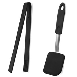 Small Silicone Spatula and Kitchen Tongs Set, Heat Resistant, Nonstick Flexible Cookie Spatula for Kitchen, Cooking Serving Tongs with Silicone Tips