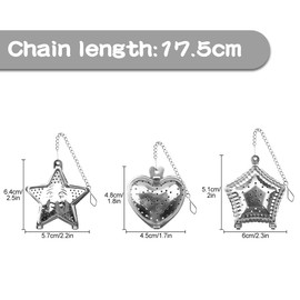 Jagowa 3PCS Tea Strainer Stainless Steel Tea Mesh Infuser Reusable Tea Filter Heart and Star Shape