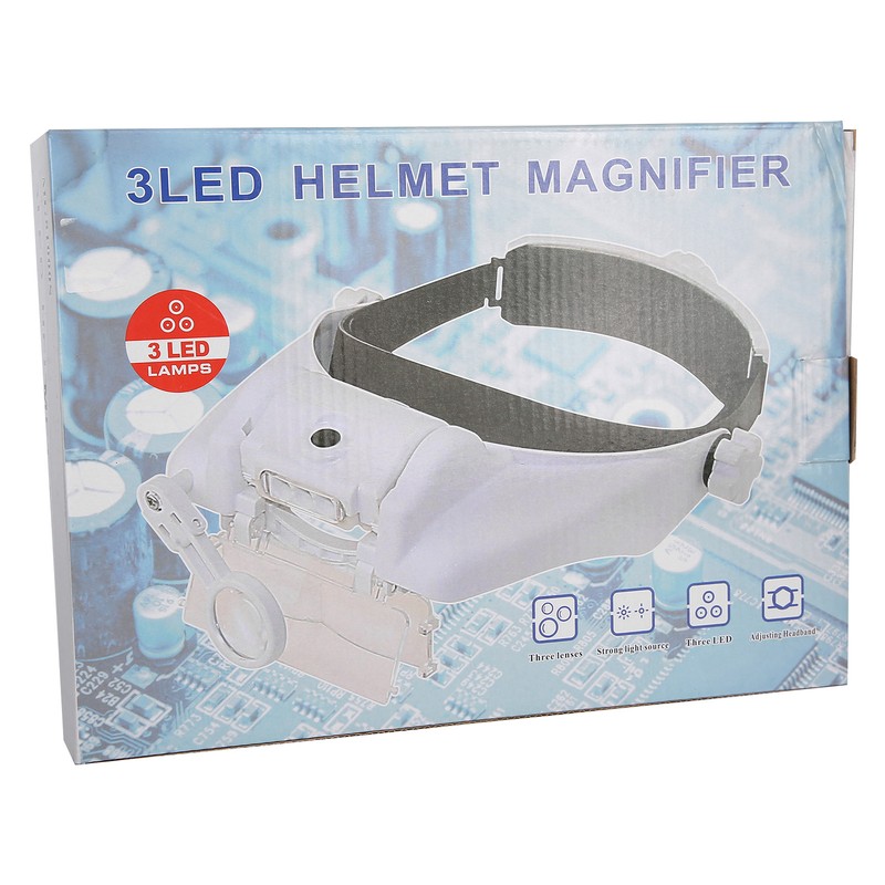 LED Helmet Magnifier Tattoo Beauty Adjustable Headband Magnifying Glass Head