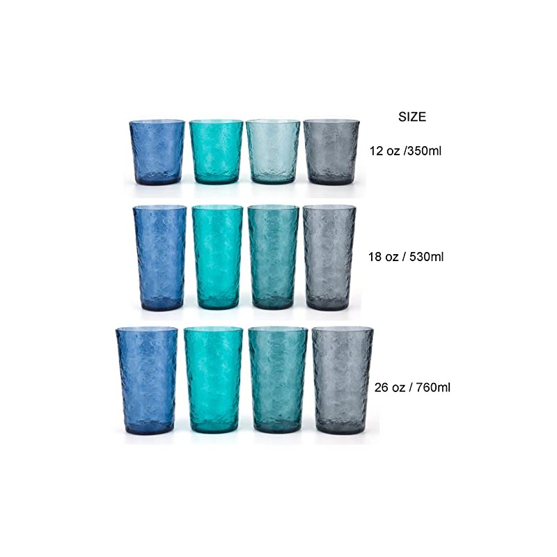 KX-WARE Vasos de plástico acrílico Highball de 18 onzas, juego