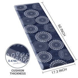 LuxStep Kitchen Mat Waterproof Kitchen Rugs for Floor Cushioned Anti-Fatigue Mat Non-Slip Standing Desk Mat Comfort Floor Mats for House Sink Office 17.3" x 60" Blue