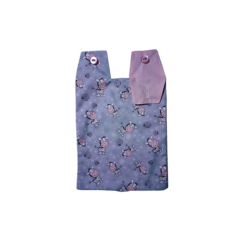 Catheter Night Bag Holder, Cover .100% Cotton. Cute Zebra Pattern.