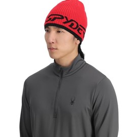 Spyder Men's Logo Ski Beanie Hat, Red, One Size, Spyder Red