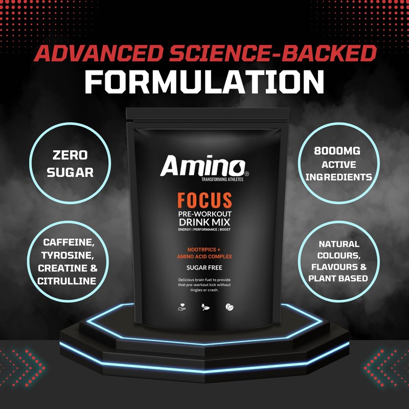 Amino Focus - Pre Workout Powder - 8000mg Nootropics with