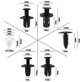 hrsyyl 100pcs Car Bumper Retainer Clips 6 Sizes Plastic Car Body Fixed Clip Bumpers Replacement Kit Compatible with Push Type Retainer Fasteners Rivets