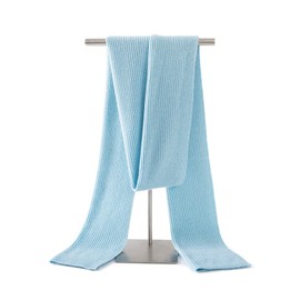 Lallier Cashmere Wool Scarf, Ultra Soft Classic Ribbed Solid Color Winter Scarf for Men and Women with Gift Box, Light Blue