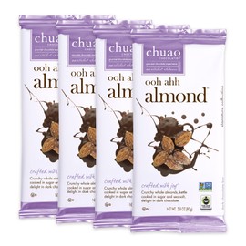 Chuao Chocolatier Ooh Ahh Almond Dark Chocolate Bars | Gourmet Candied Almonds No Preservatives | 4 Pack (2.8 oz each)